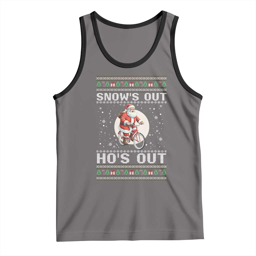 Funny Santa Christmas Tank Top Snows Out Hos Out Ugly Xmas - Wonder Print Shop