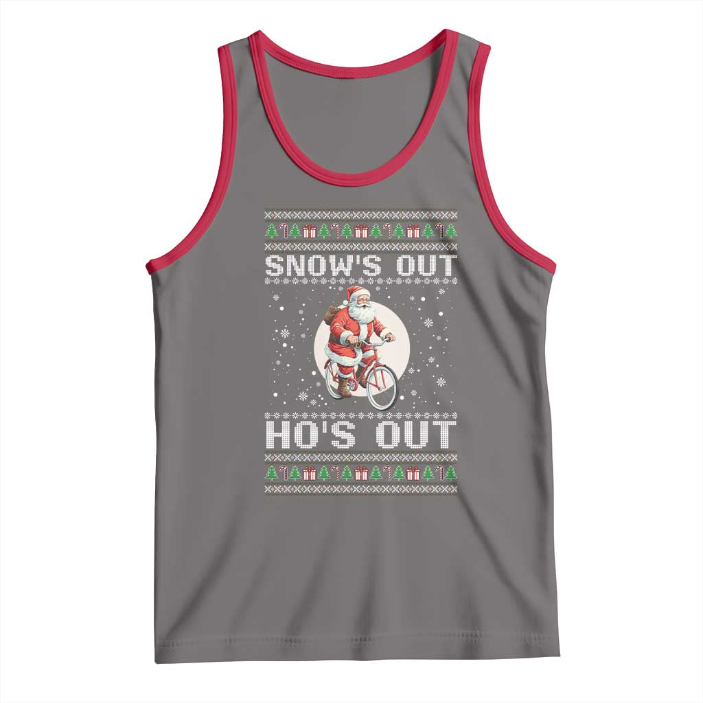 Funny Santa Christmas Tank Top Snows Out Hos Out Ugly Xmas - Wonder Print Shop