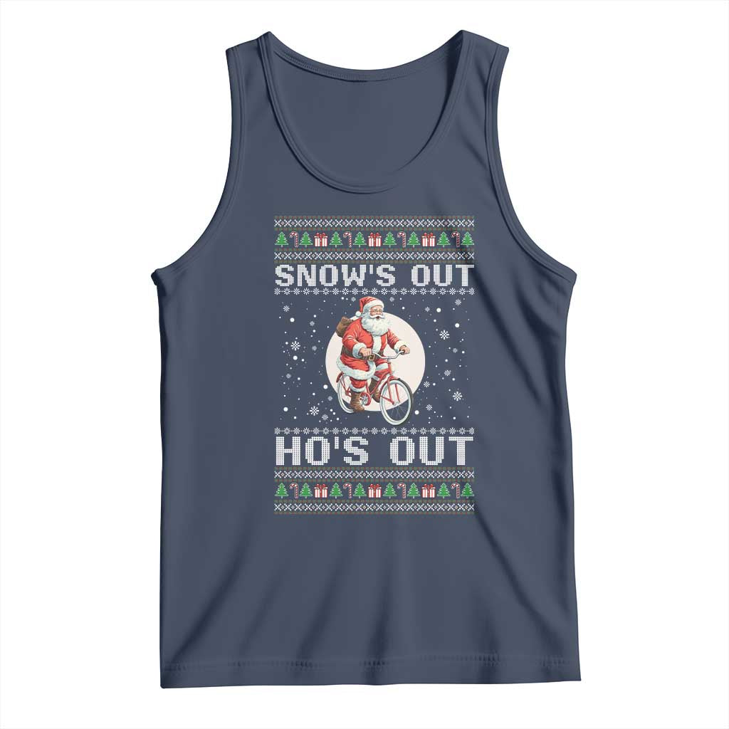 Funny Santa Christmas Tank Top Snows Out Hos Out Ugly Xmas - Wonder Print Shop