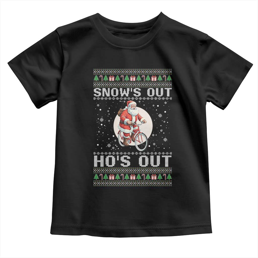 Funny Santa Christmas Toddler T Shirt Snows Out Hos Out Ugly Xmas - Wonder Print Shop