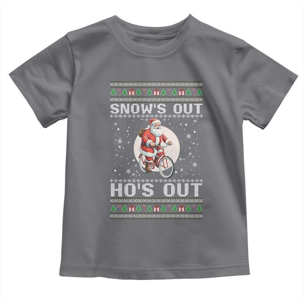 Funny Santa Christmas Toddler T Shirt Snows Out Hos Out Ugly Xmas - Wonder Print Shop