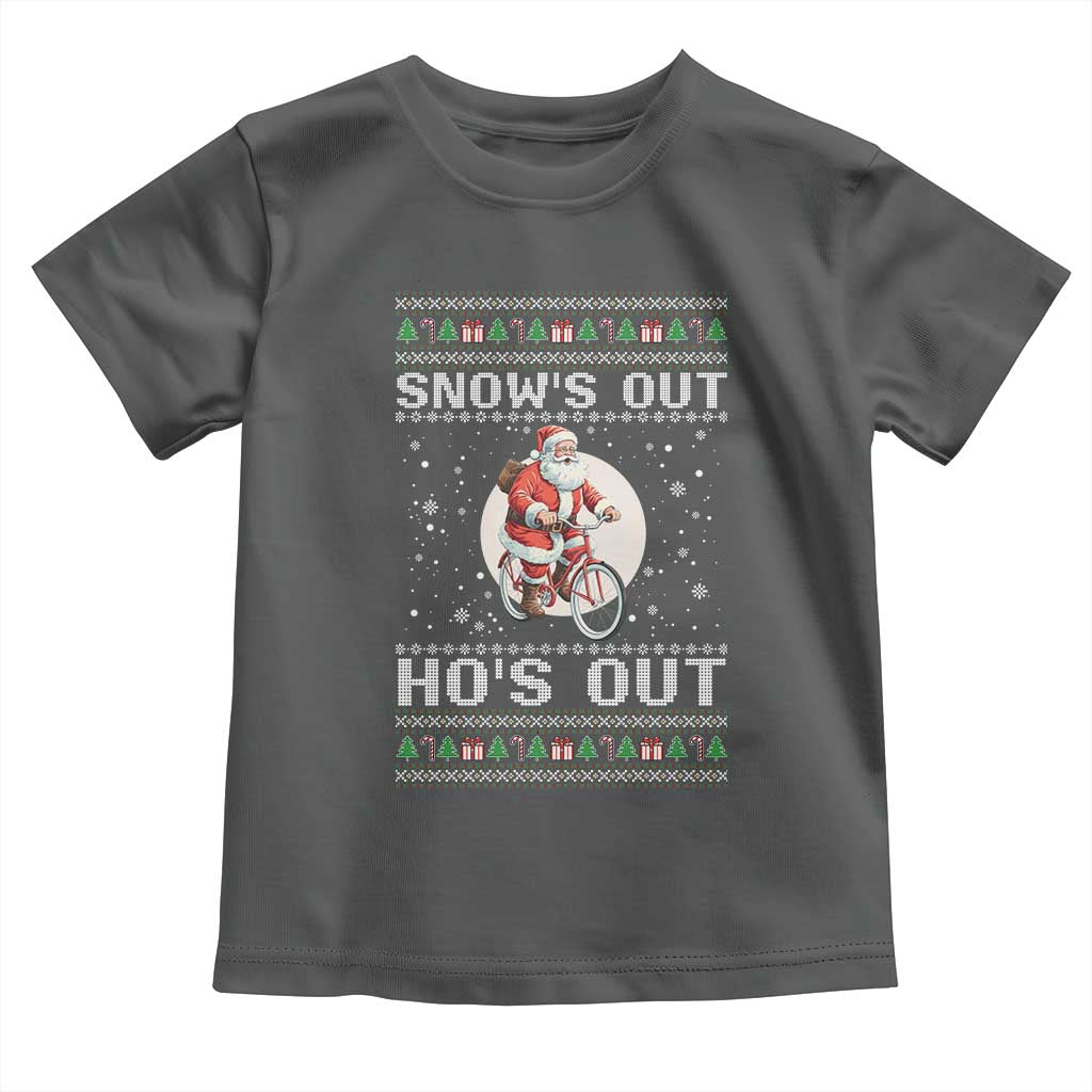 Funny Santa Christmas Toddler T Shirt Snows Out Hos Out Ugly Xmas - Wonder Print Shop