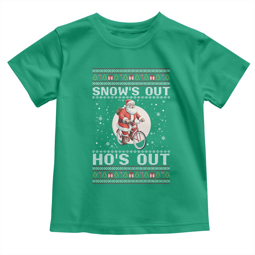 Funny Santa Christmas Toddler T Shirt Snows Out Hos Out Ugly Xmas - Wonder Print Shop