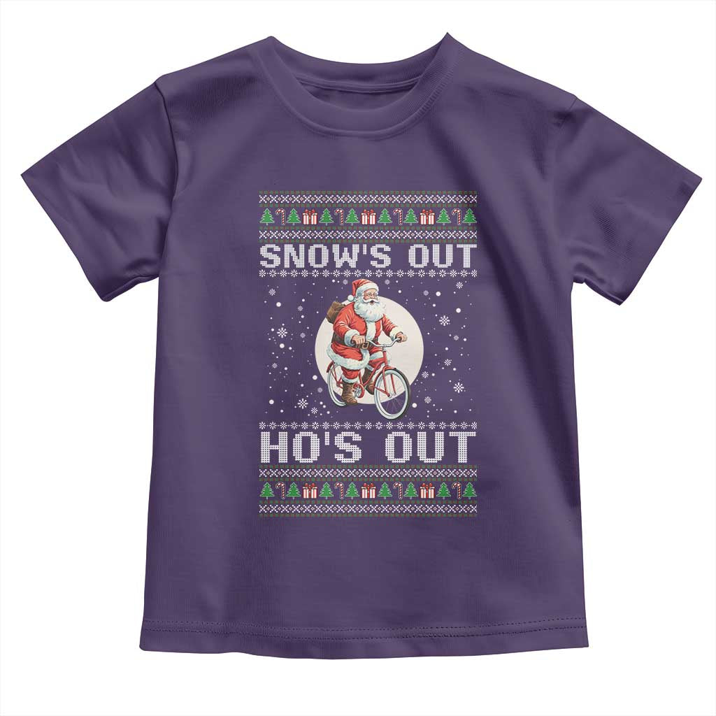 Funny Santa Christmas Toddler T Shirt Snows Out Hos Out Ugly Xmas - Wonder Print Shop