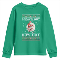 Funny Santa Christmas Youth Sweatshirt Snows Out Hos Out Ugly Xmas - Wonder Print Shop
