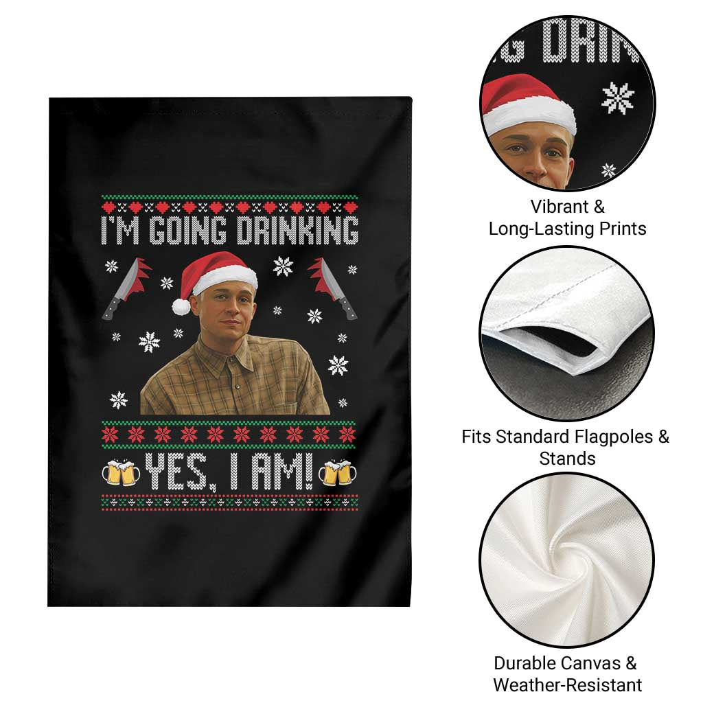 Charlie Hunnam Ed Gein Ugly Christmas Garden Flag Monster Movie I'm Going Drinking - Wonder Print Shop