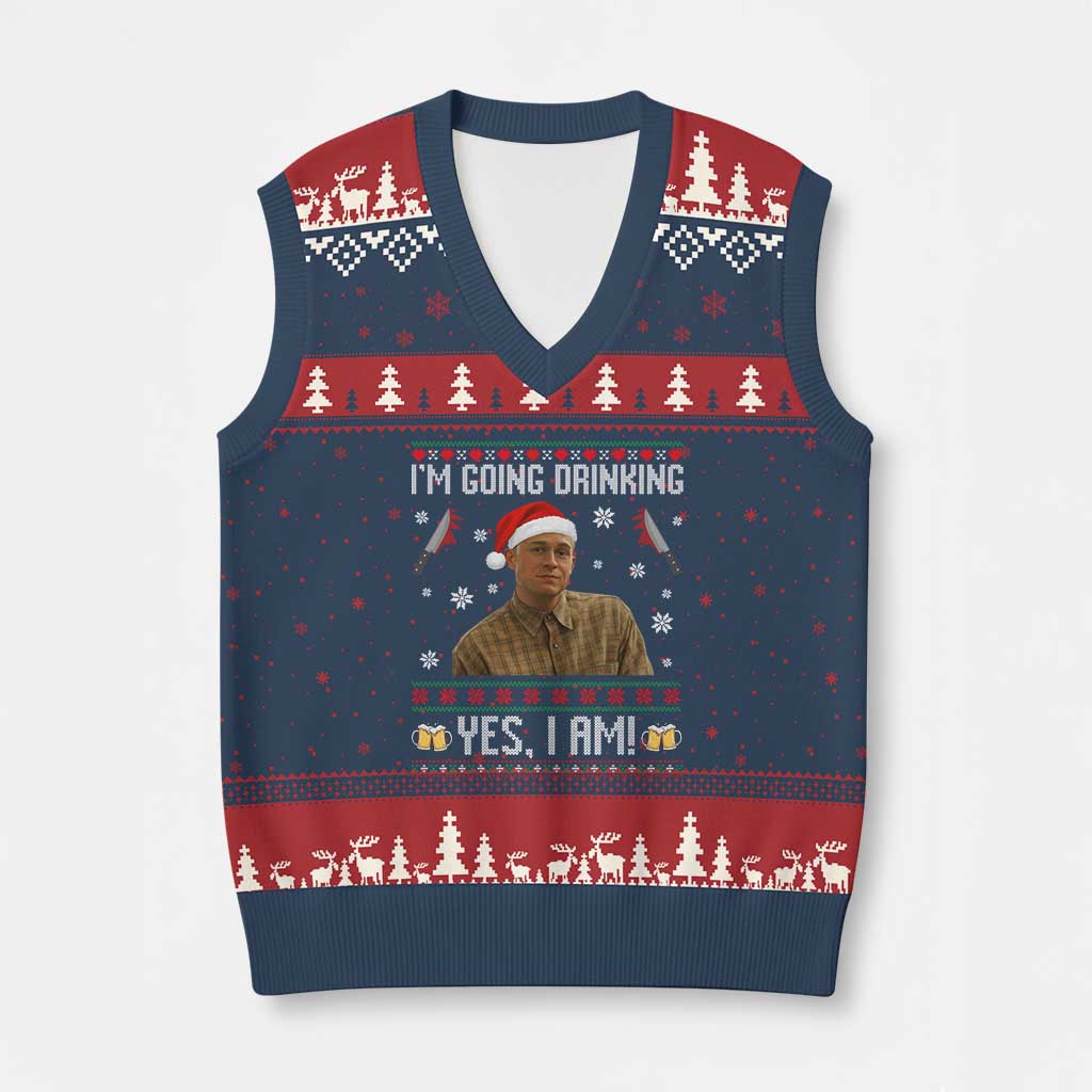 Charlie Hunnam Ed Gein Ugly Xmas V-Neck Knit Sweater Vest Monster Movie I'm Going Drinking - Wonder Print Shop
