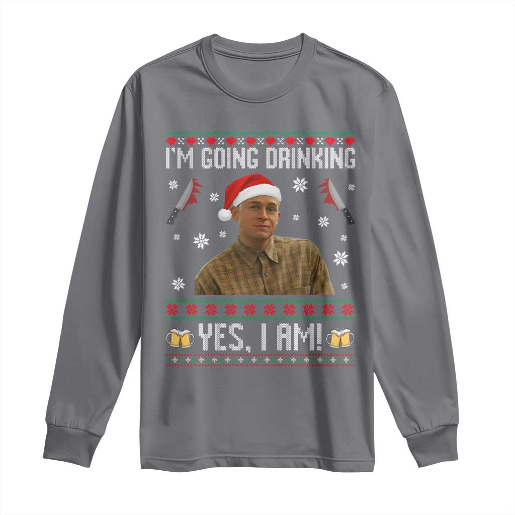Charlie Hunnam Ed Gein Ugly Christmas Long Sleeve Shirt Monster Movie I'm Going Drinking - Wonder Print Shop