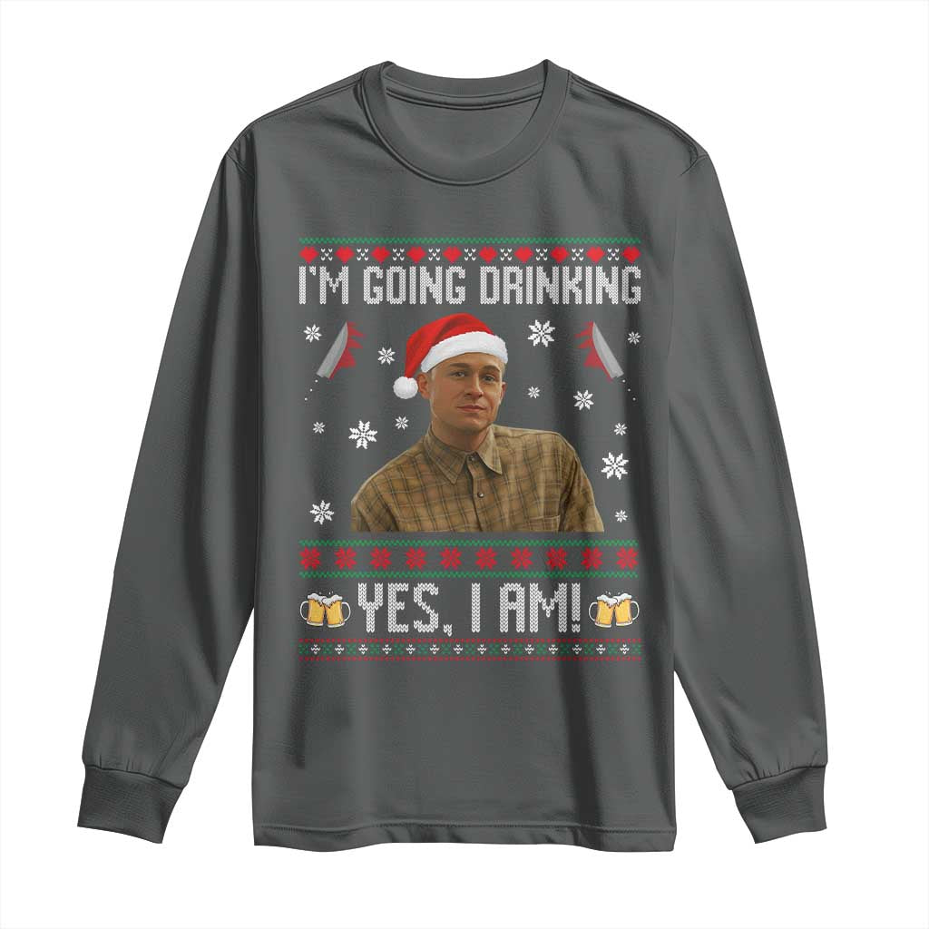 Charlie Hunnam Ed Gein Ugly Christmas Long Sleeve Shirt Monster Movie I'm Going Drinking - Wonder Print Shop