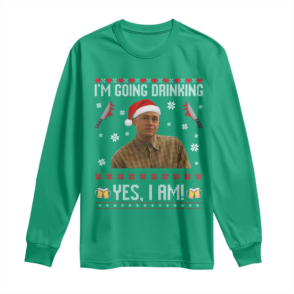 Charlie Hunnam Ed Gein Ugly Christmas Long Sleeve Shirt Monster Movie I'm Going Drinking - Wonder Print Shop