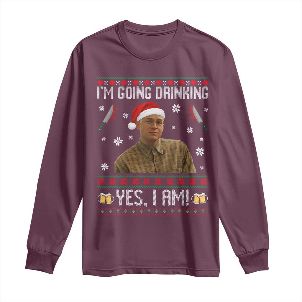 Charlie Hunnam Ed Gein Ugly Christmas Long Sleeve Shirt Monster Movie I'm Going Drinking - Wonder Print Shop