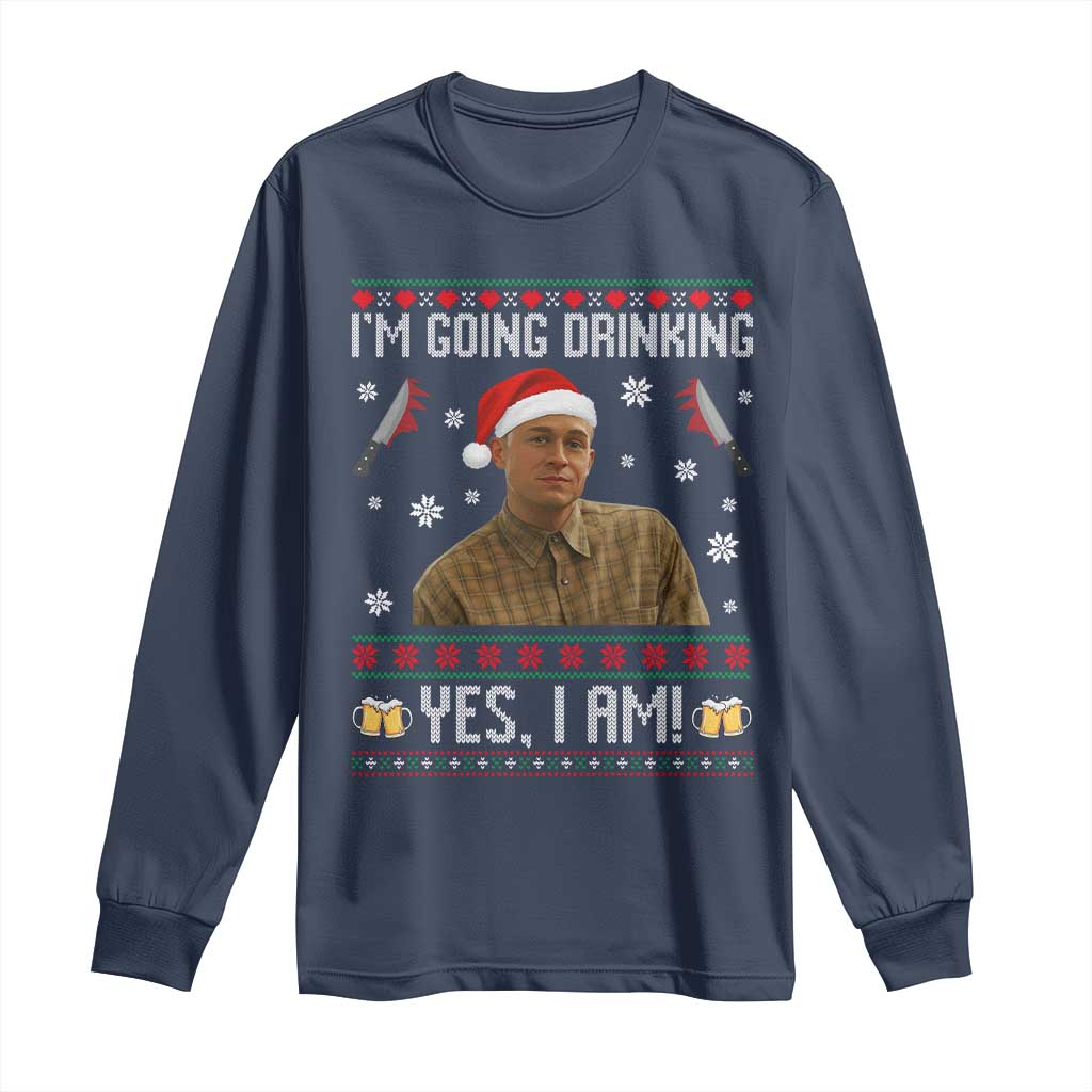 Charlie Hunnam Ed Gein Ugly Christmas Long Sleeve Shirt Monster Movie I'm Going Drinking - Wonder Print Shop