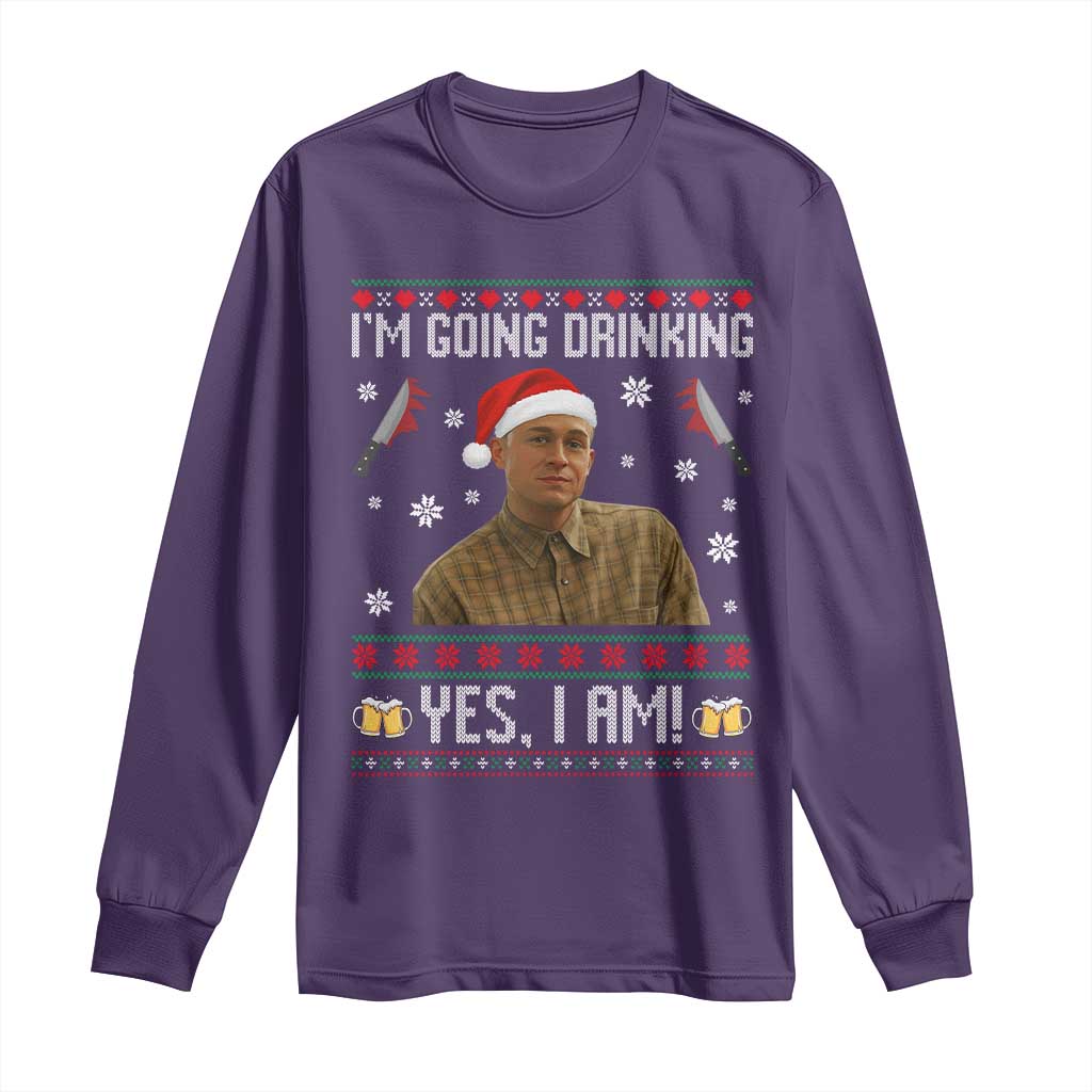 Charlie Hunnam Ed Gein Ugly Christmas Long Sleeve Shirt Monster Movie I'm Going Drinking - Wonder Print Shop
