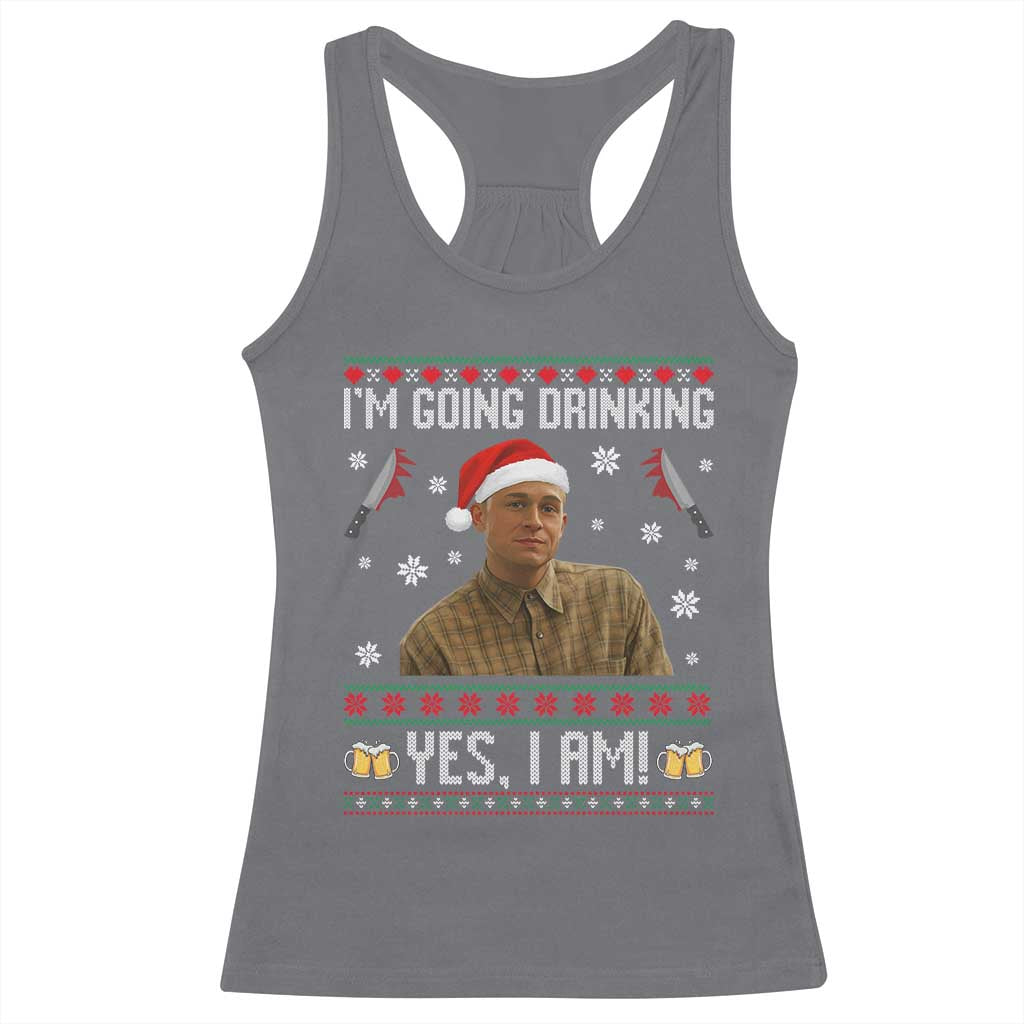 Charlie Hunnam Ed Gein Ugly Christmas Racerback Tank Top Monster Movie I'm Going Drinking - Wonder Print Shop