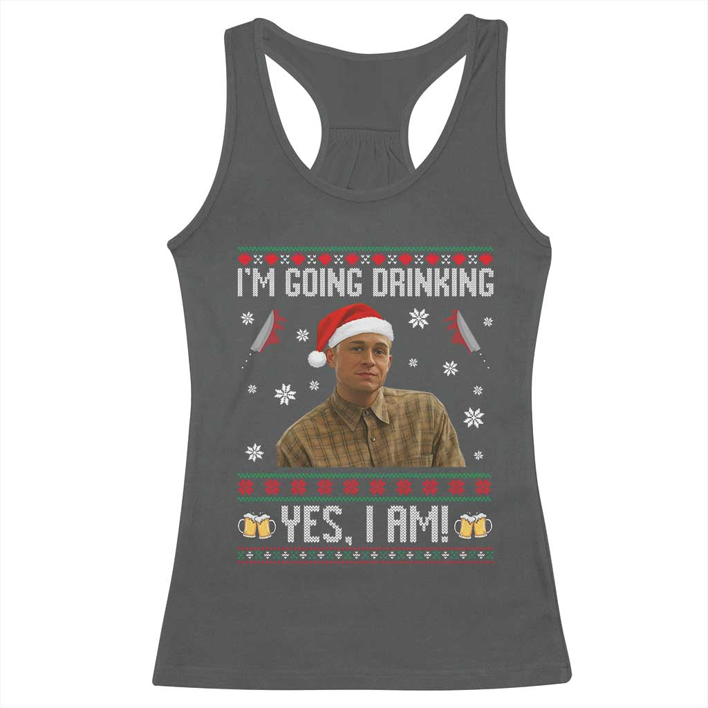 Charlie Hunnam Ed Gein Ugly Christmas Racerback Tank Top Monster Movie I'm Going Drinking - Wonder Print Shop