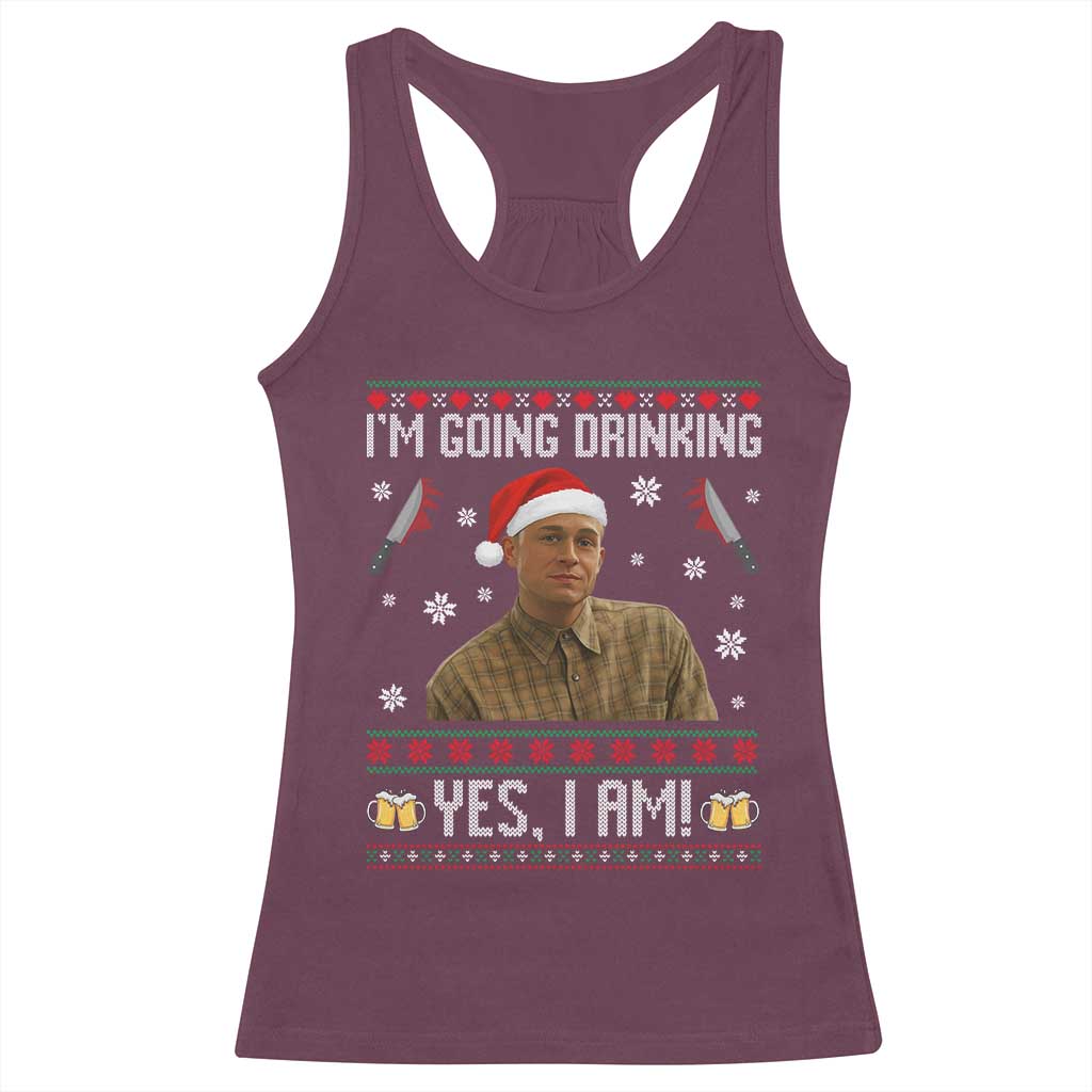 Charlie Hunnam Ed Gein Ugly Christmas Racerback Tank Top Monster Movie I'm Going Drinking - Wonder Print Shop