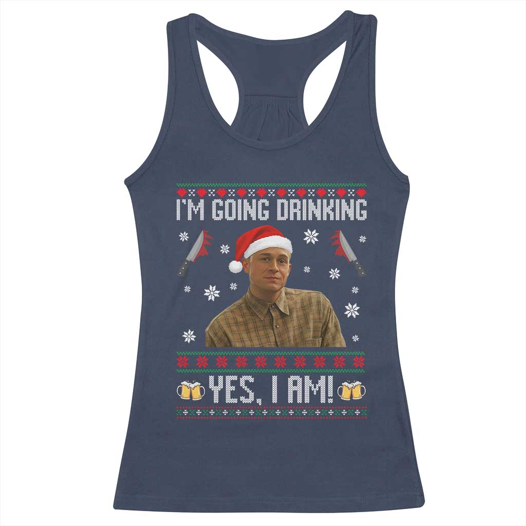 Charlie Hunnam Ed Gein Ugly Christmas Racerback Tank Top Monster Movie I'm Going Drinking - Wonder Print Shop