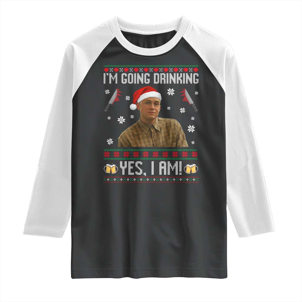 Charlie Hunnam Ed Gein Ugly Christmas Raglan Shirt Monster Movie I'm Going Drinking - Wonder Print Shop