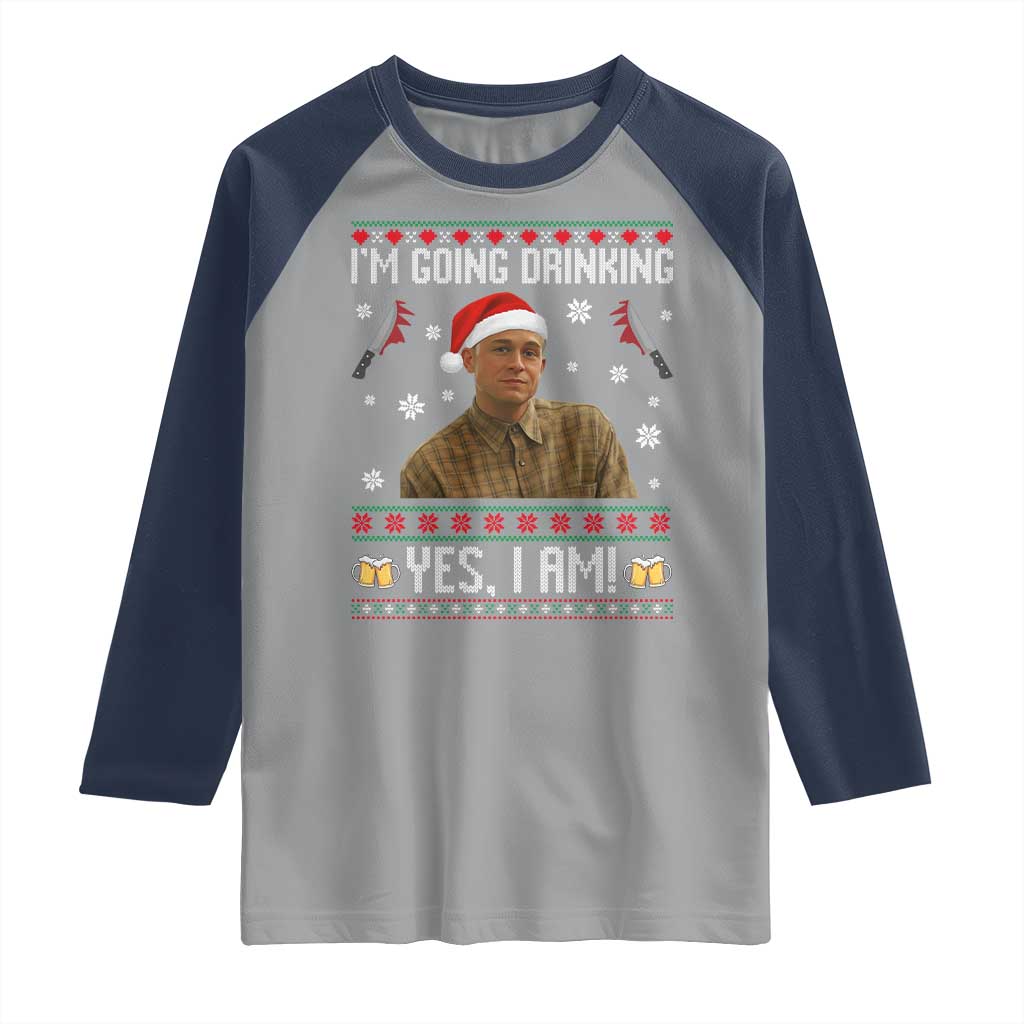 Charlie Hunnam Ed Gein Ugly Christmas Raglan Shirt Monster Movie I'm Going Drinking - Wonder Print Shop