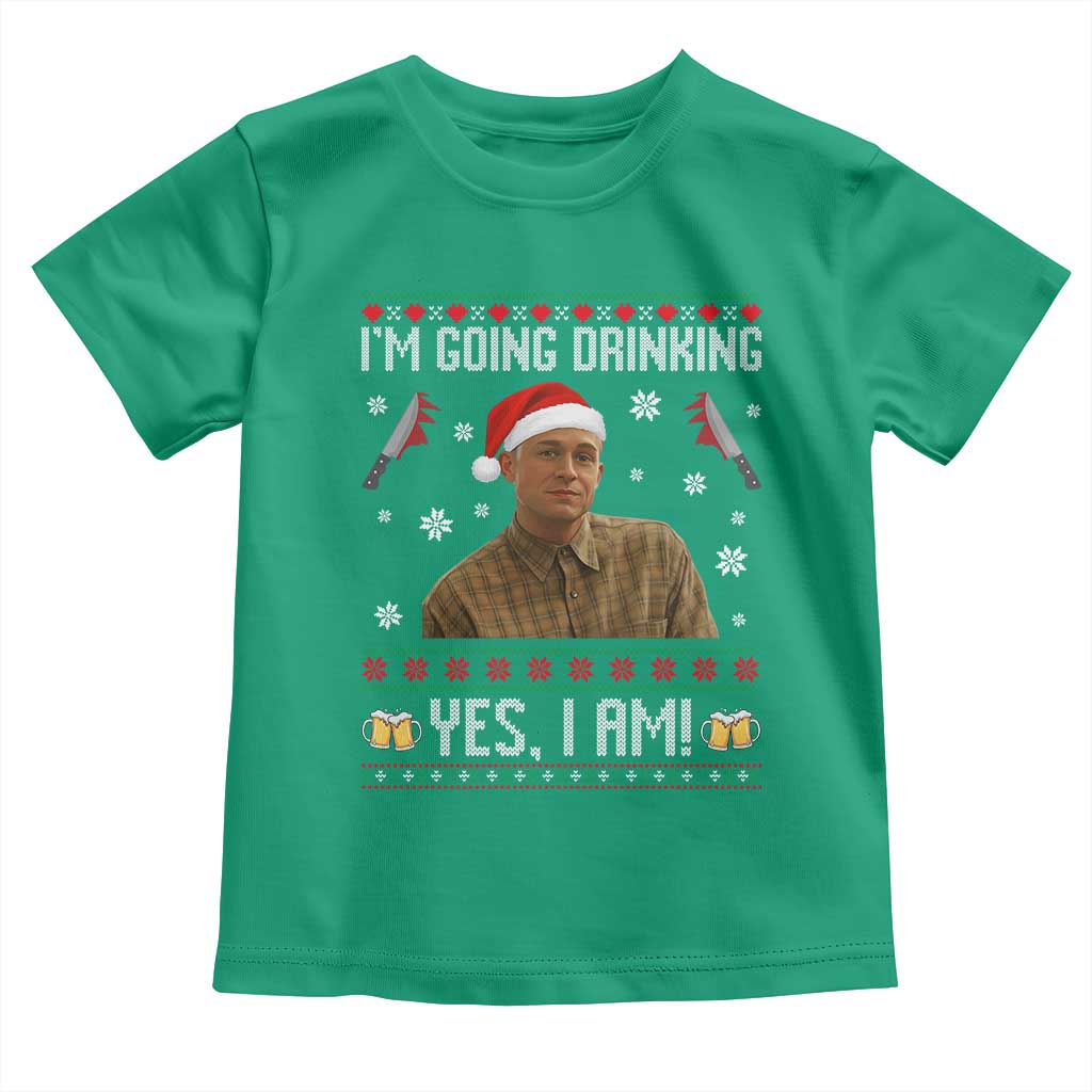 Charlie Hunnam Ed Gein Ugly Christmas Toddler T Shirt Monster Movie I'm Going Drinking - Wonder Print Shop