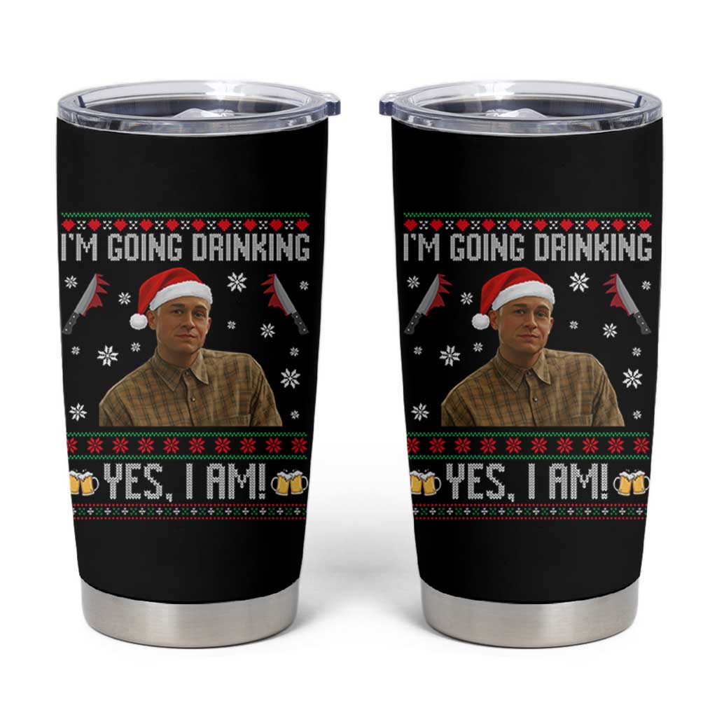 Charlie Hunnam Ed Gein Ugly Christmas Tumbler Cup Monster Movie I'm Going Drinking - Wonder Print Shop