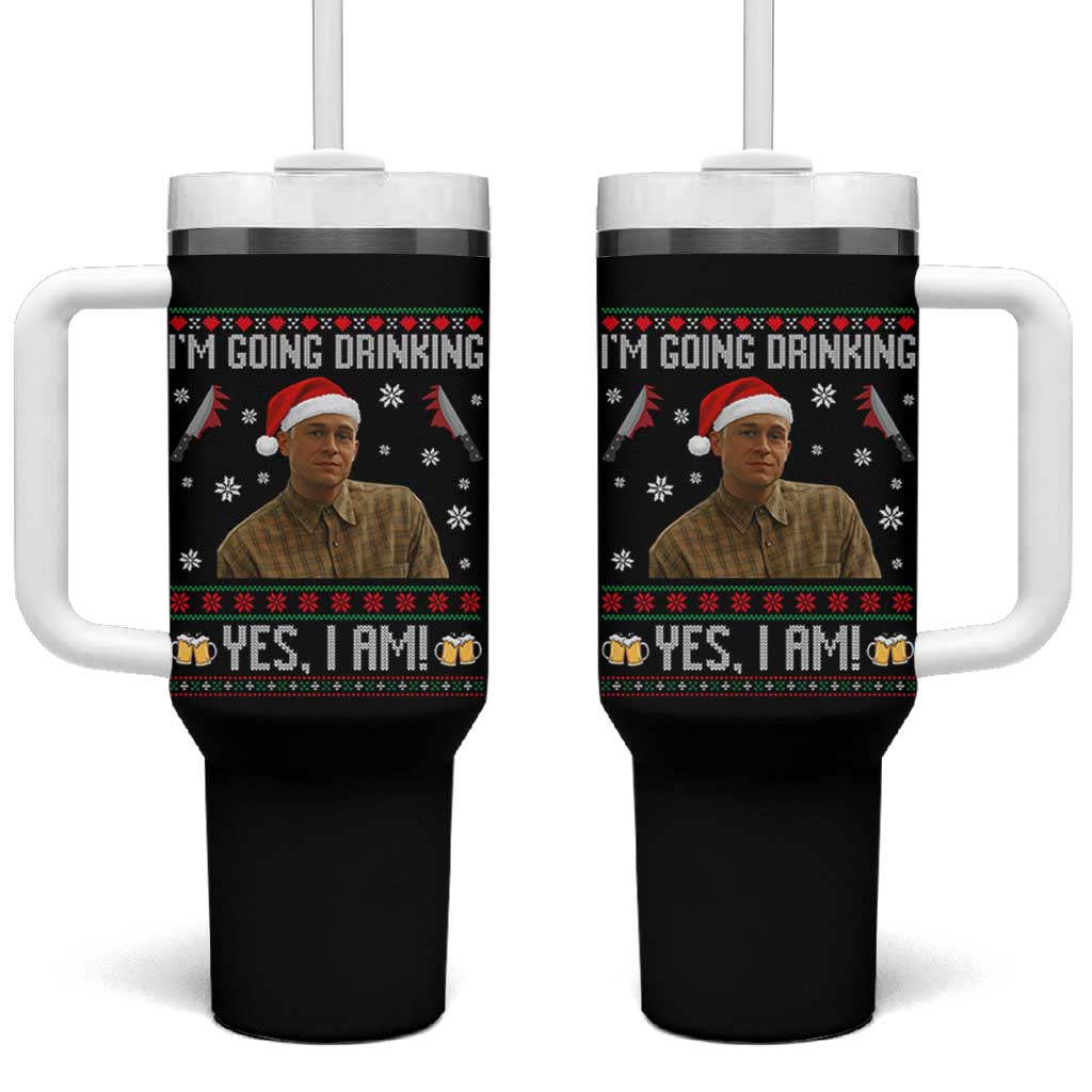 Charlie Hunnam Ed Gein Ugly Christmas Tumbler With Handle Monster Movie I'm Going Drinking - Wonder Print Shop