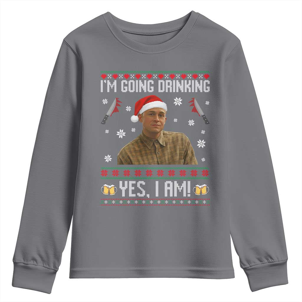 Charlie Hunnam Ed Gein Ugly Christmas Youth Sweatshirt Monster Movie I'm Going Drinking - Wonder Print Shop