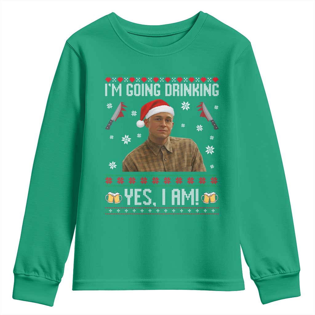 Charlie Hunnam Ed Gein Ugly Christmas Youth Sweatshirt Monster Movie I'm Going Drinking - Wonder Print Shop