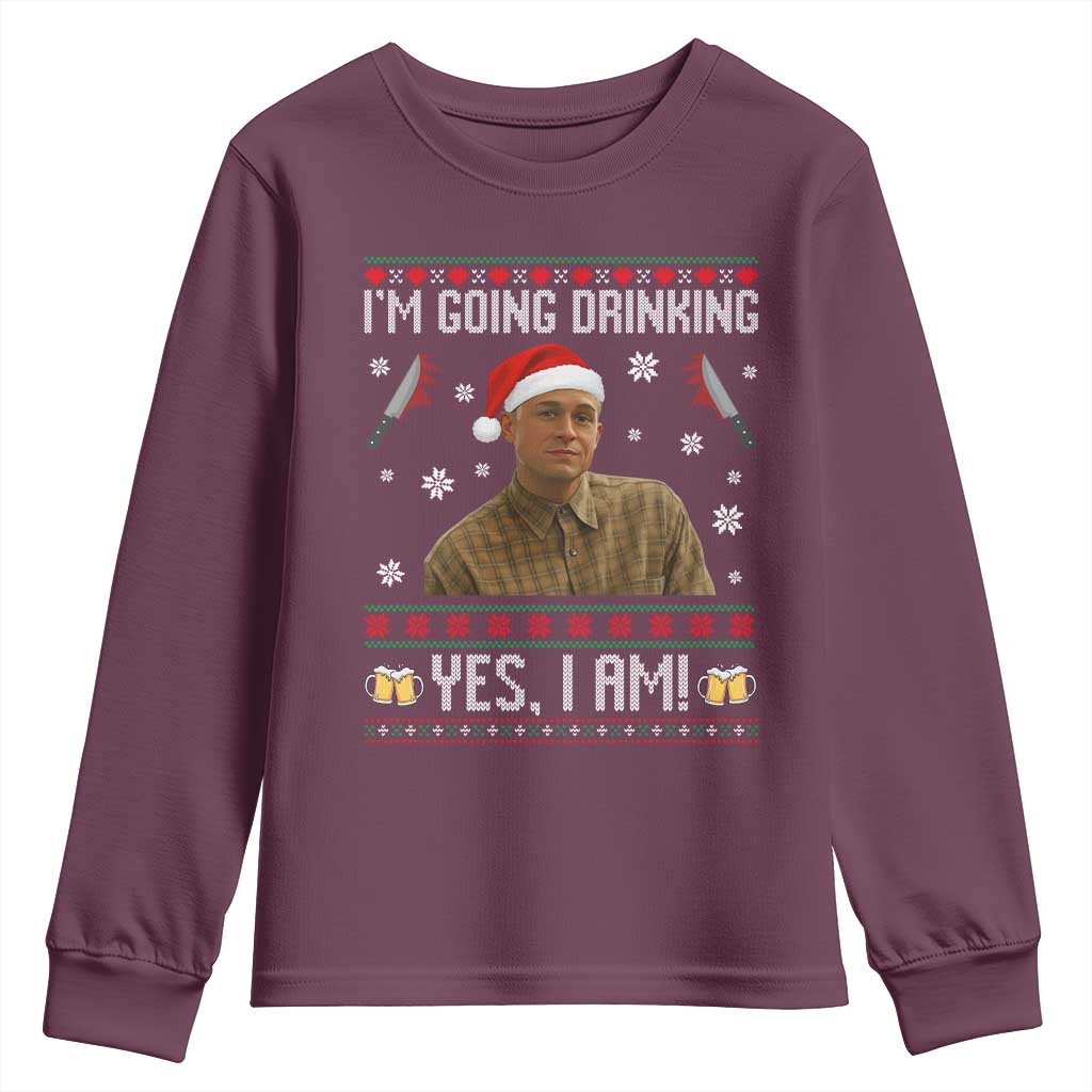 Charlie Hunnam Ed Gein Ugly Christmas Youth Sweatshirt Monster Movie I'm Going Drinking - Wonder Print Shop