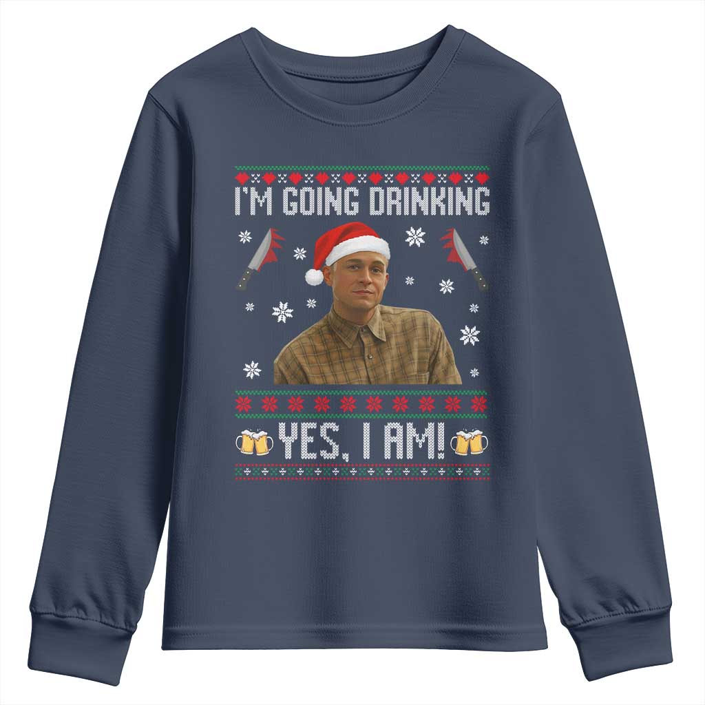 Charlie Hunnam Ed Gein Ugly Christmas Youth Sweatshirt Monster Movie I'm Going Drinking - Wonder Print Shop