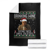 Charlie Hunnam Ed Gein Ugly Christmas Throw Blanket Funny Drinking Wine Eating These Sinful Cold Cuts - Wonder Print Shop