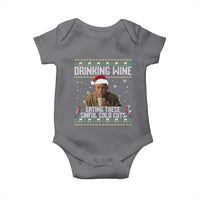 Charlie Hunnam Ed Gein Ugly Christmas Baby Onesie Funny Drinking Wine Eating These Sinful Cold Cuts - Wonder Print Shop