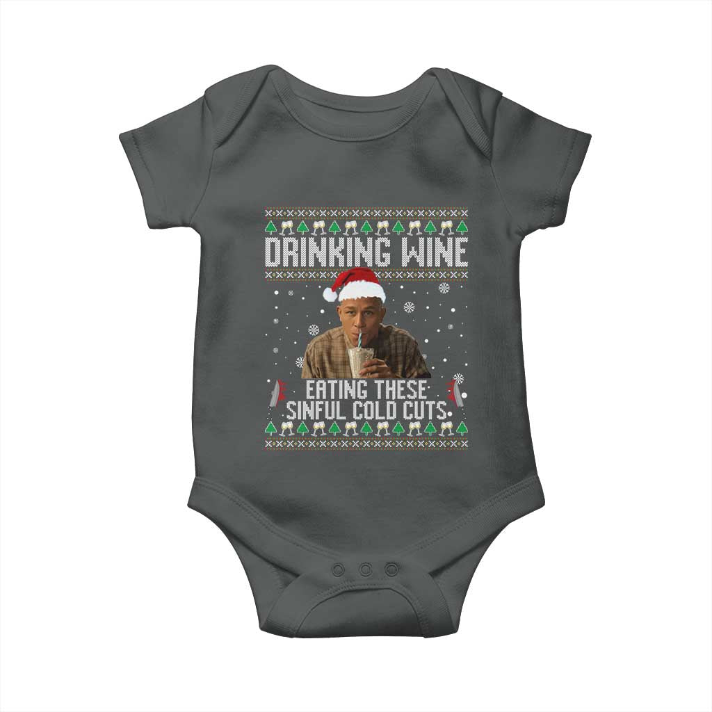 Charlie Hunnam Ed Gein Ugly Christmas Baby Onesie Funny Drinking Wine Eating These Sinful Cold Cuts - Wonder Print Shop