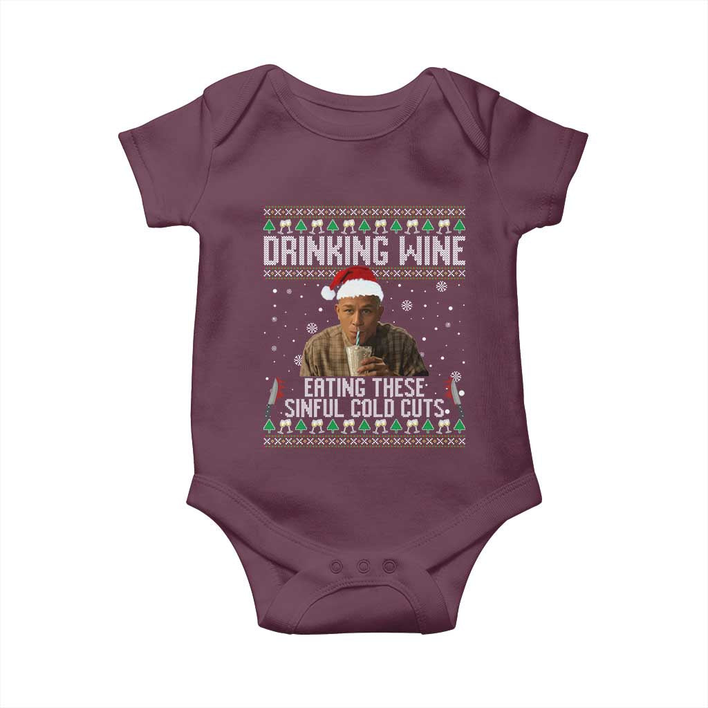 Charlie Hunnam Ed Gein Ugly Christmas Baby Onesie Funny Drinking Wine Eating These Sinful Cold Cuts - Wonder Print Shop