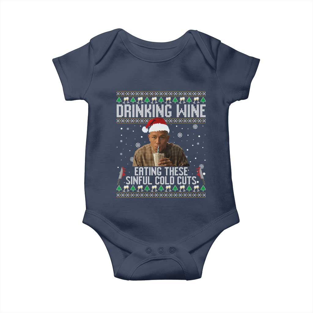 Charlie Hunnam Ed Gein Ugly Christmas Baby Onesie Funny Drinking Wine Eating These Sinful Cold Cuts - Wonder Print Shop
