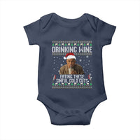 Charlie Hunnam Ed Gein Ugly Christmas Baby Onesie Funny Drinking Wine Eating These Sinful Cold Cuts - Wonder Print Shop