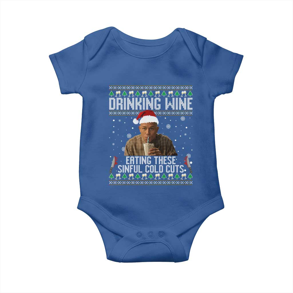Charlie Hunnam Ed Gein Ugly Christmas Baby Onesie Funny Drinking Wine Eating These Sinful Cold Cuts - Wonder Print Shop