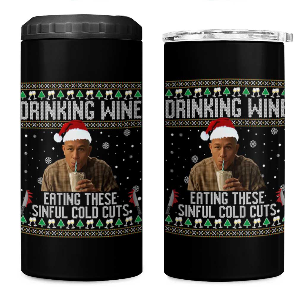 Charlie Hunnam Ed Gein Ugly Christmas 4 in 1 Can Cooler Tumbler Funny Drinking Wine Eating These Sinful Cold Cuts - Wonder Print Shop