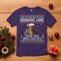 Charlie Hunnam Ed Gein Ugly Christmas T Shirt Funny Drinking Wine Eating These Sinful Cold Cuts - Wonder Print Shop