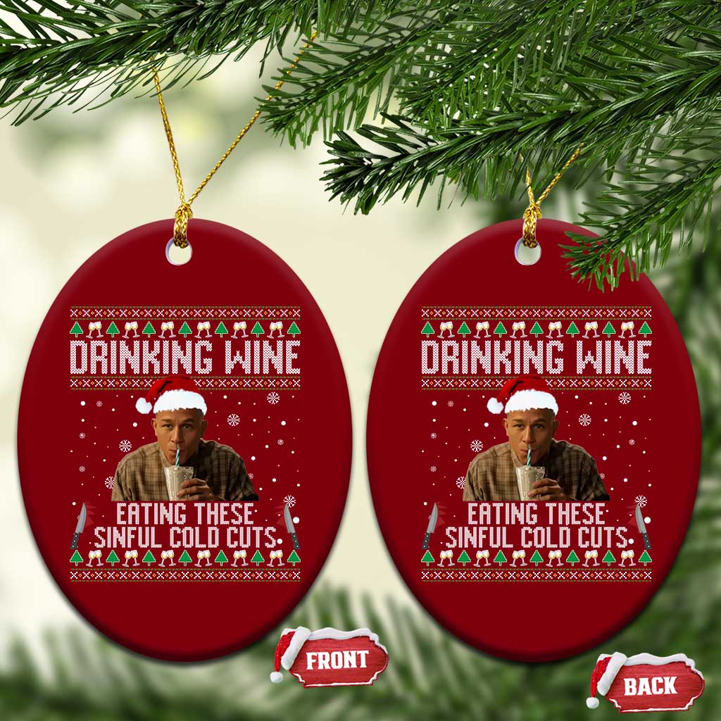 Charlie Hunnam Ed Gein Ugly Christmas Ceramic Ornament Funny Drinking Wine Eating These Sinful Cold Cuts - Wonder Print Shop