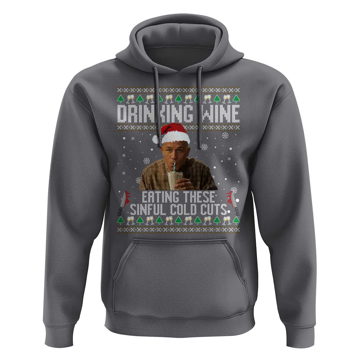 Charlie Hunnam Ed Gein Ugly Christmas Hoodie Funny Drinking Wine Eating These Sinful Cold Cuts - Wonder Print Shop