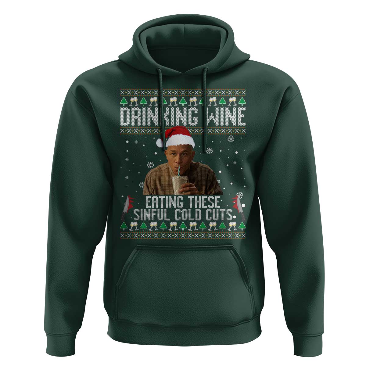Charlie Hunnam Ed Gein Ugly Christmas Hoodie Funny Drinking Wine Eating These Sinful Cold Cuts - Wonder Print Shop
