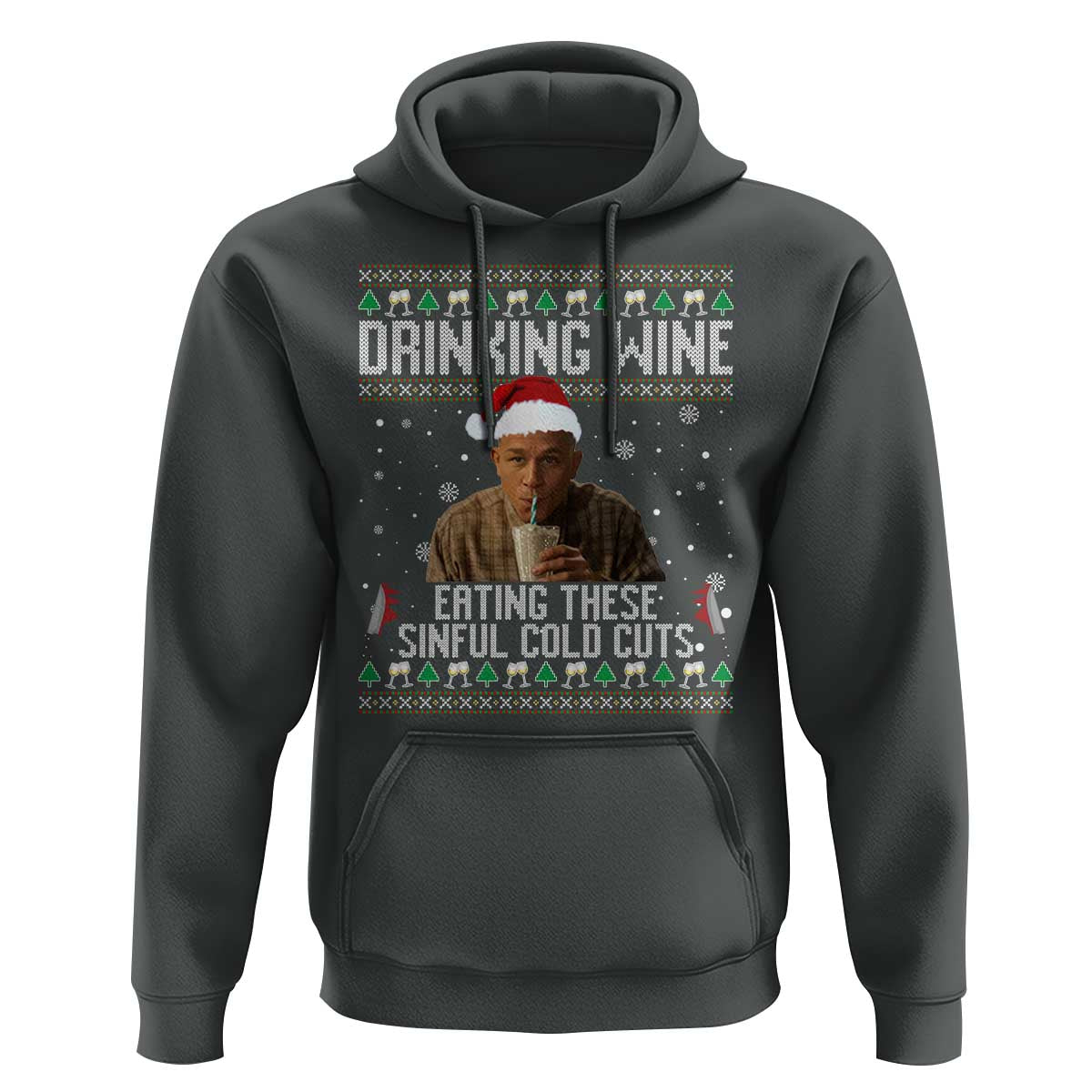 Charlie Hunnam Ed Gein Ugly Christmas Hoodie Funny Drinking Wine Eating These Sinful Cold Cuts - Wonder Print Shop