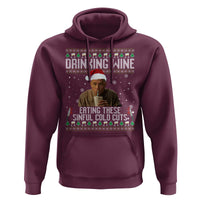 Charlie Hunnam Ed Gein Ugly Christmas Hoodie Funny Drinking Wine Eating These Sinful Cold Cuts - Wonder Print Shop
