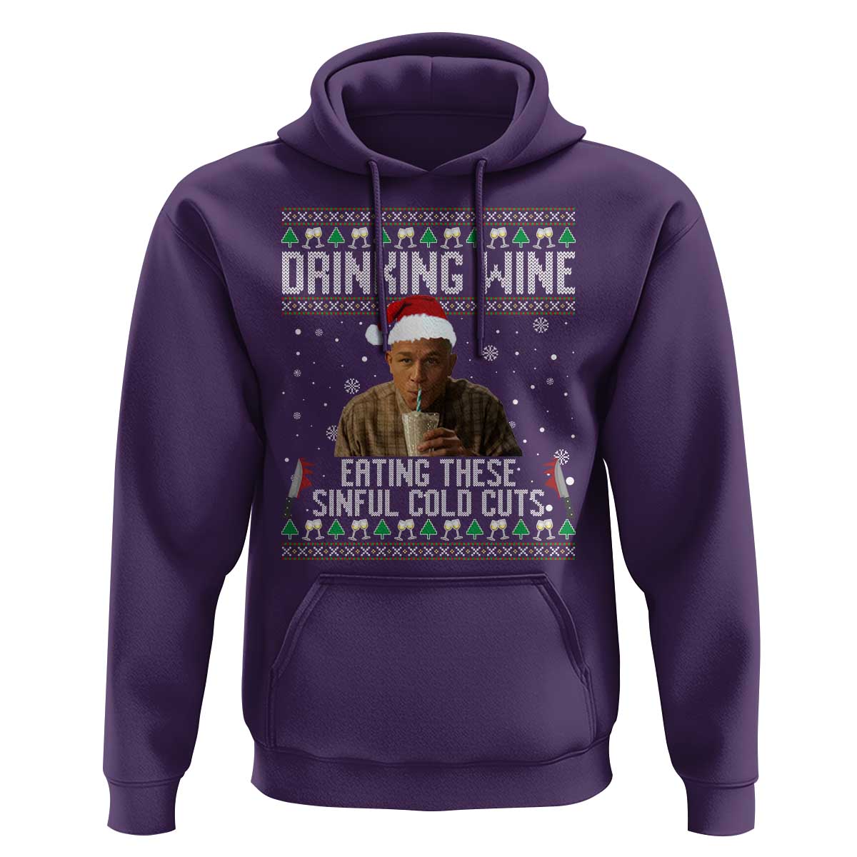 Charlie Hunnam Ed Gein Ugly Christmas Hoodie Funny Drinking Wine Eating These Sinful Cold Cuts - Wonder Print Shop