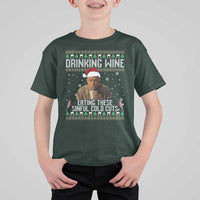 Charlie Hunnam Ed Gein Ugly Christmas T Shirt For Kid Funny Drinking Wine Eating These Sinful Cold Cuts - Wonder Print Shop