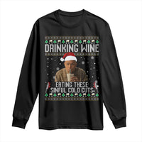 Charlie Hunnam Ed Gein Ugly Christmas Long Sleeve Shirt Funny Drinking Wine Eating These Sinful Cold Cuts - Wonder Print Shop
