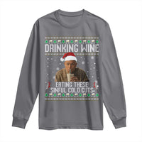 Charlie Hunnam Ed Gein Ugly Christmas Long Sleeve Shirt Funny Drinking Wine Eating These Sinful Cold Cuts - Wonder Print Shop
