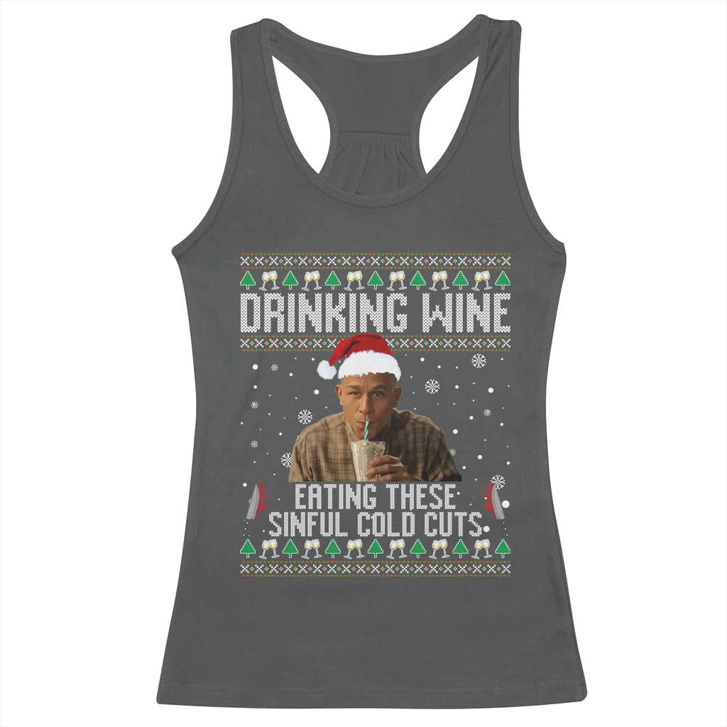 Charlie Hunnam Ed Gein Ugly Christmas Racerback Tank Top Funny Drinking Wine Eating These Sinful Cold Cuts - Wonder Print Shop