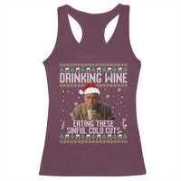 Charlie Hunnam Ed Gein Ugly Christmas Racerback Tank Top Funny Drinking Wine Eating These Sinful Cold Cuts - Wonder Print Shop